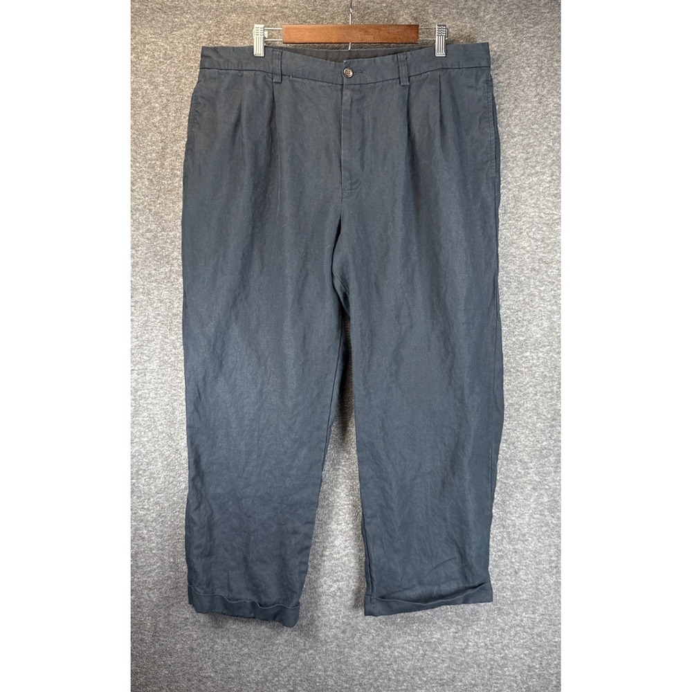 VTG Brooks Brothers 346 Linen Pants Men 40 Blu Pleated Cuffed Southern Gentleman